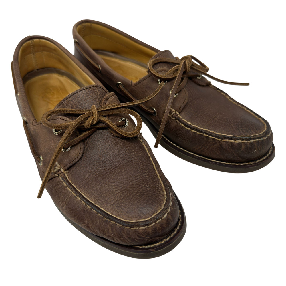 Sperry Gold Cup Leather 2-Eye Boat Shoes Mens 10 Brown Deck Casual Loafers Moc